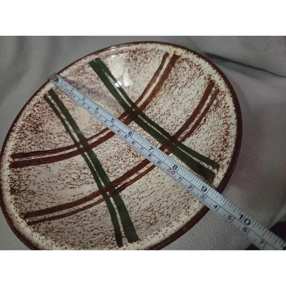 Vtg Blue Ridge Plaid Serving Bowl Large Pottery Cottage Core Prairie